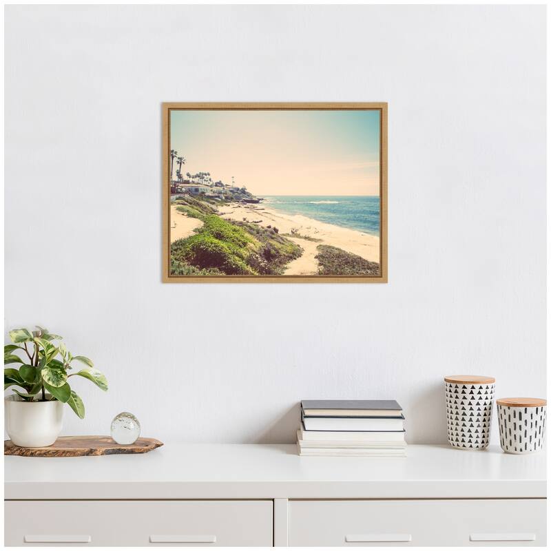 Kate and Laurel Sylvie Vintage Coastal Seaside Beach Framed Canvas by Saint and Sailor Studios