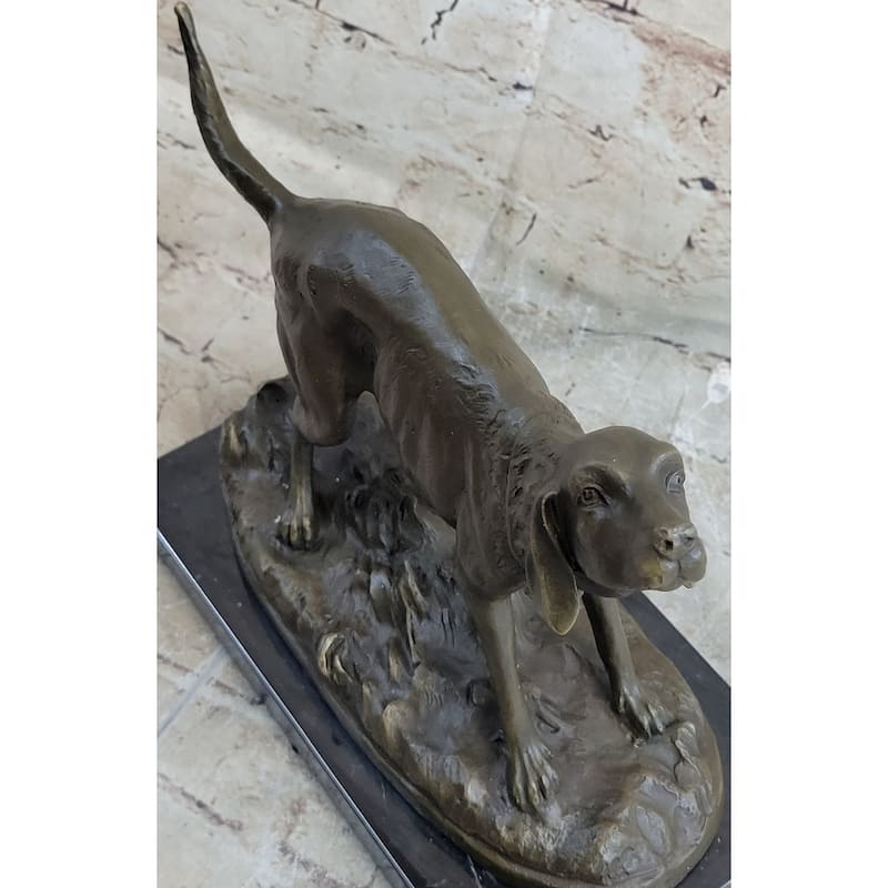 Hunting Imitative Dog Imitative Wolfhound Bronze Marble Statue Bookend Sculpture Artwork Gift Sale