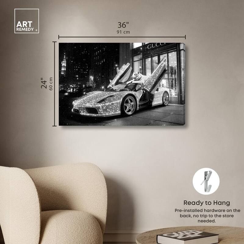 Glistening Tiger and Car Canvas by Art Remedy, Gallery Wrapped