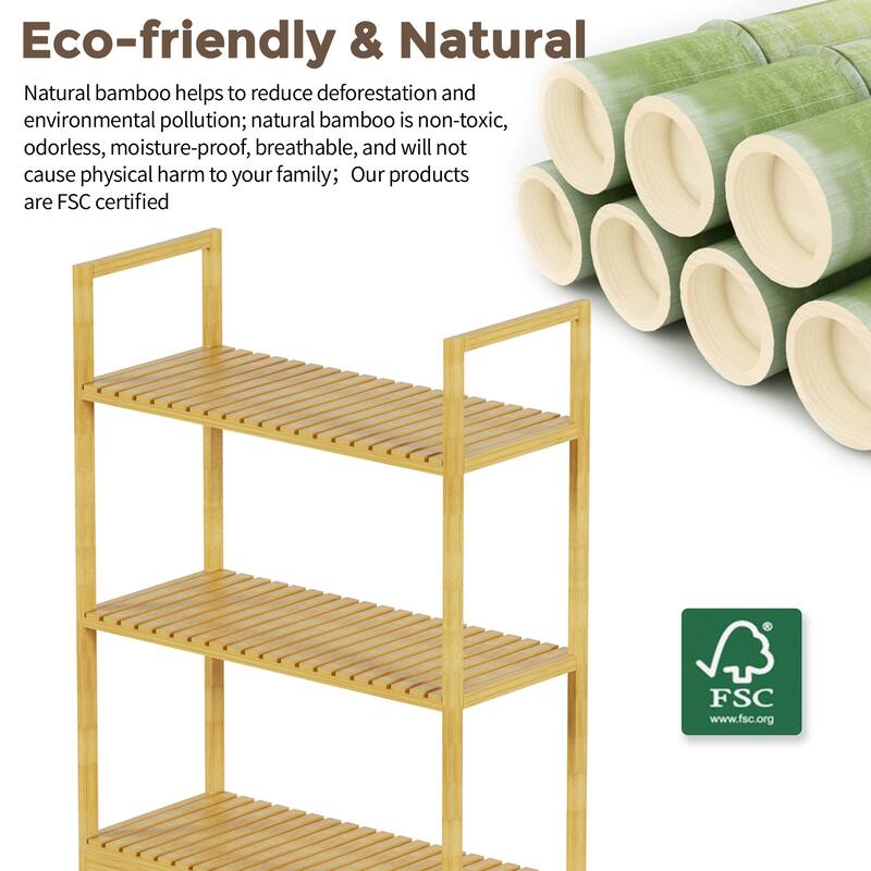 25 in. W x 64 in. H x 10.2 in. D Bamboo Shelf with Adjustable Shelf (FSC Certified)