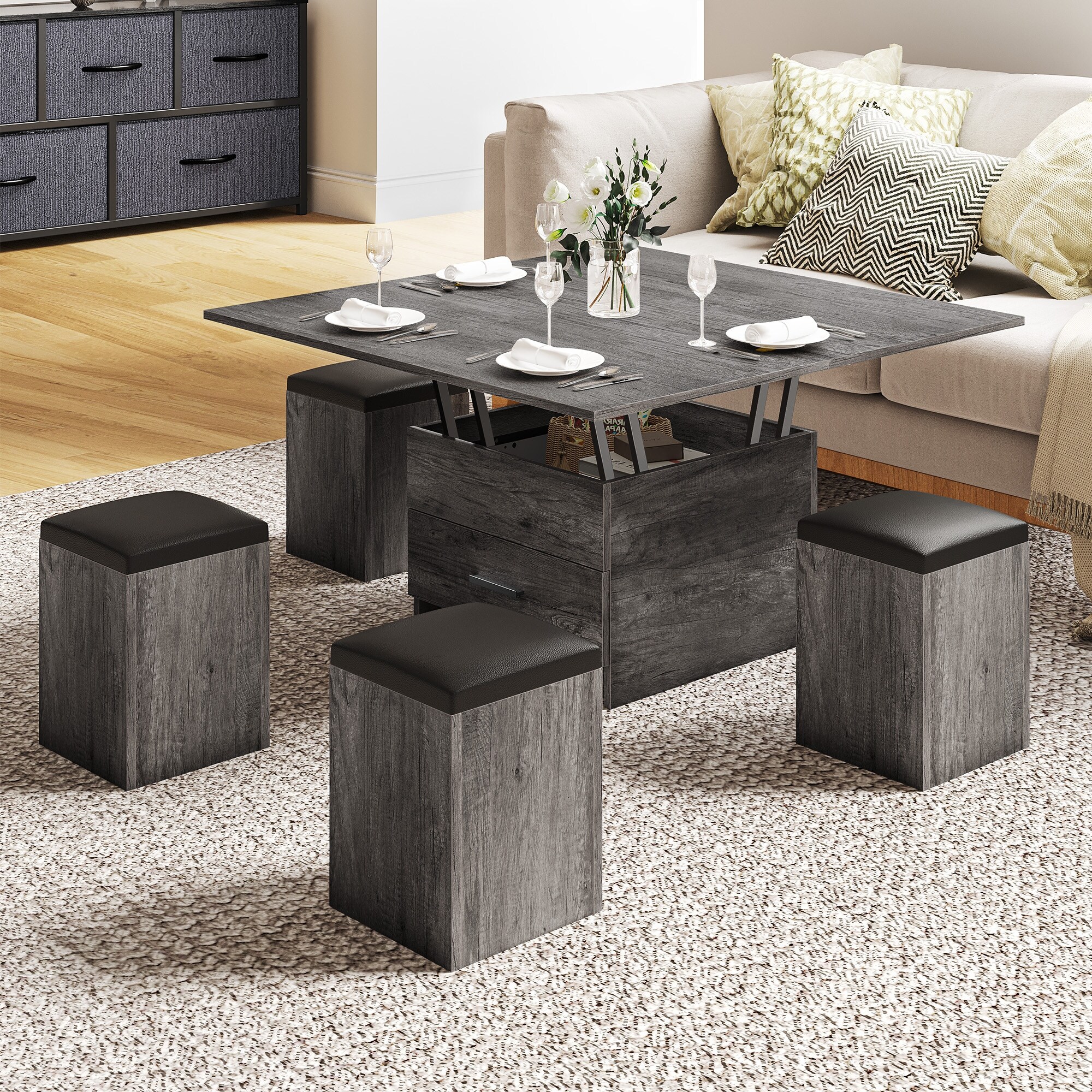 Lift Top Extendable Frame Coffee Table with Storage - On Sale - Bed ...
