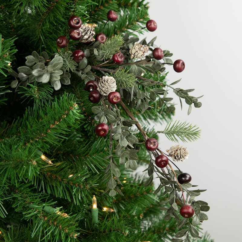 30" Mixed Foliage with Berries and Pinecones Artificial Christmas Spray