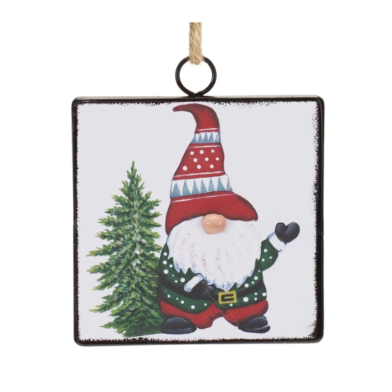 Metal Gnome with Tree Ornament (Set of 12) - 4 x 0.5 x 4.75 - Bed Bath ...