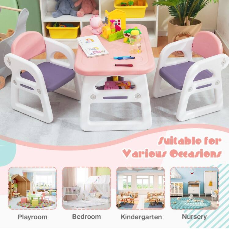 Kids Table and Chair Set with Building Blocks - 31" x 19" x 19" (L x W x H)