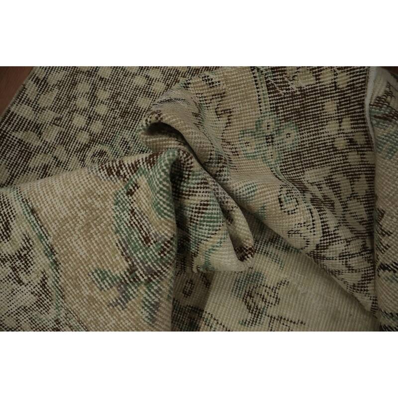 Hand Knotted Oriental 100% Wool Carpet Transitional Floral Beige & Ivories Anatolian Area Rug - 9' 5'' X 5' 9''