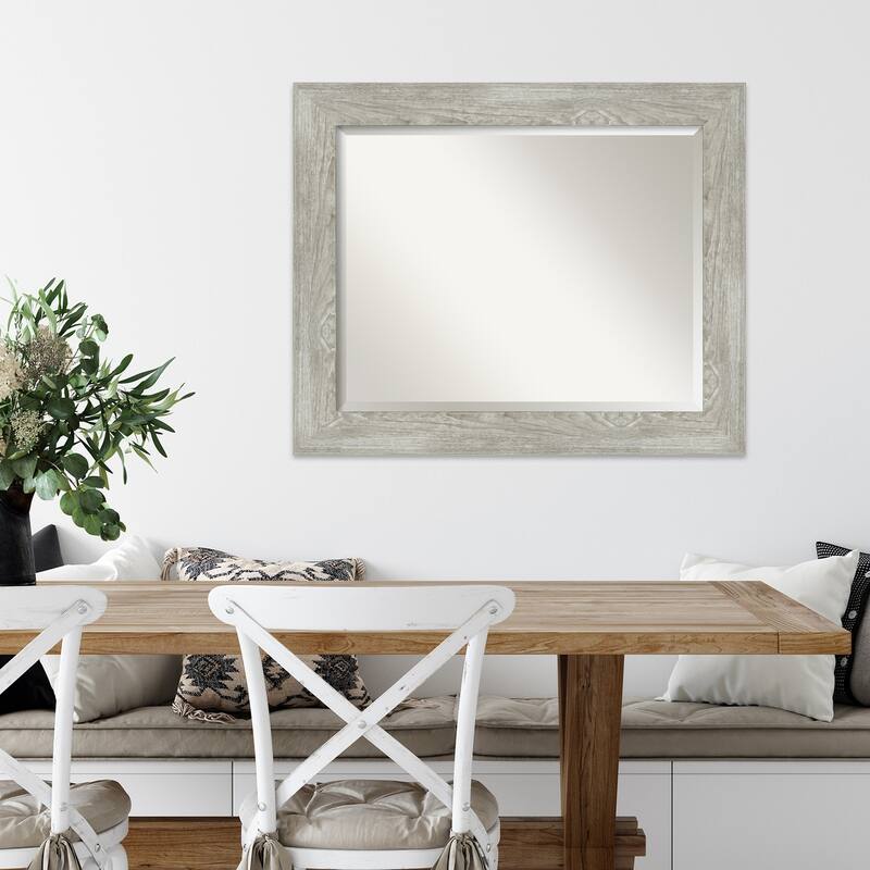 Beveled Wall Mirror - Dove Greywash Frame - Dove Greywash