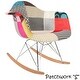 preview thumbnail 1 of 7, Fabric Upholstered Armchair With Arms Rocking Chair Patchwork Rocker Chrome Base Wood For Living Room Bedroom