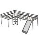 preview thumbnail 18 of 16, Solid Pine Wood Twin Size L-Shaped Loft Bed with Ladders and Slide