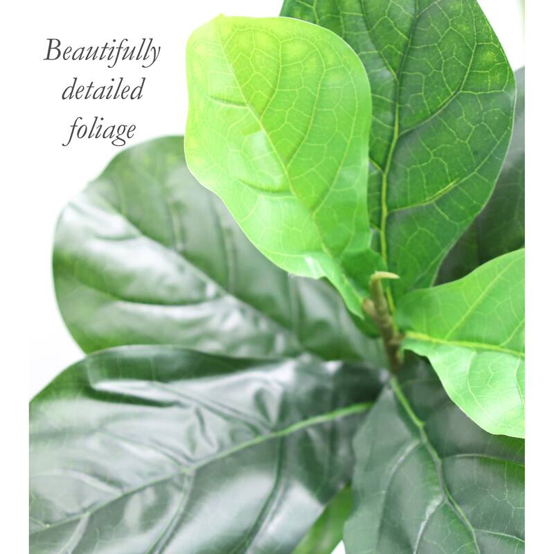The Mod Greenhouse Faux Green Fiddle Leaf Tree in a Black Matte Planter Pot