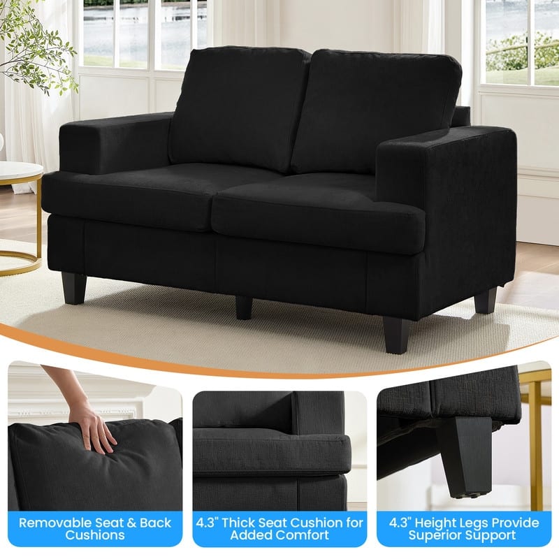 Mixoy W56"Loveseat Sectional Sofa,Chenille Fabric Cloud Sleeper Comfy Upholstered 2-Seater Couches