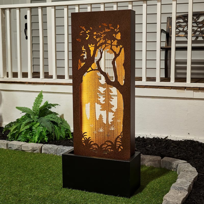 LED Lighted Forest Hollow Carved Waterfall Fountain - 48.43"