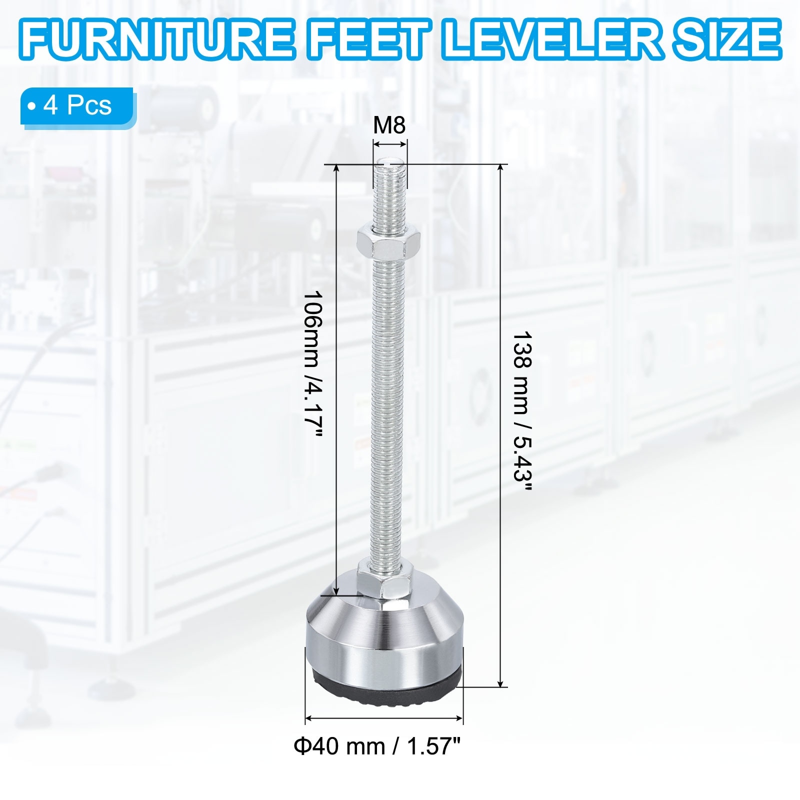 4 Pcs Furniture Leveling Feet M12 Thread Adjustable Furniture Levelers