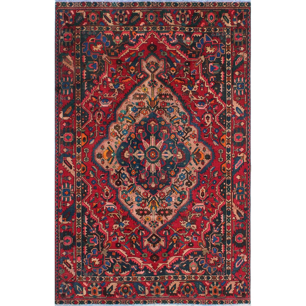 Fine Vintage Bakhtiari Schachno Red/Navy Rug - 6'3" x 9'9"