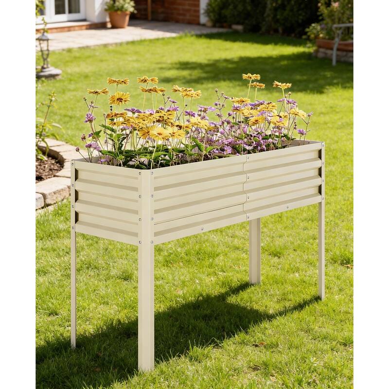 Elevated Raised Garden Bed, with Legs - Beige