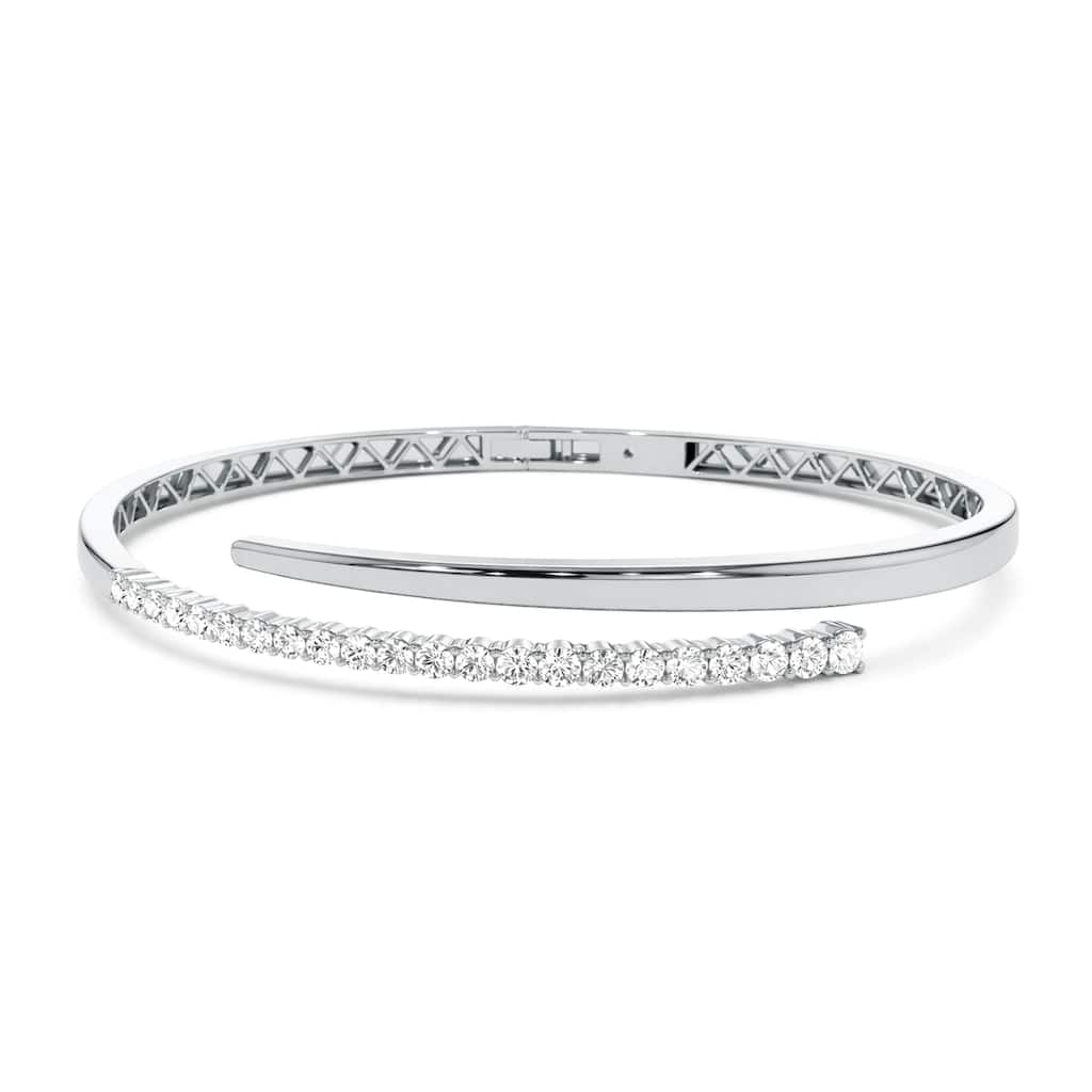 Auriya 14K Gold Pavé Lab Grown Diamond Bangle Bracelet 1.00ct. tw. (F-G, VS) - White