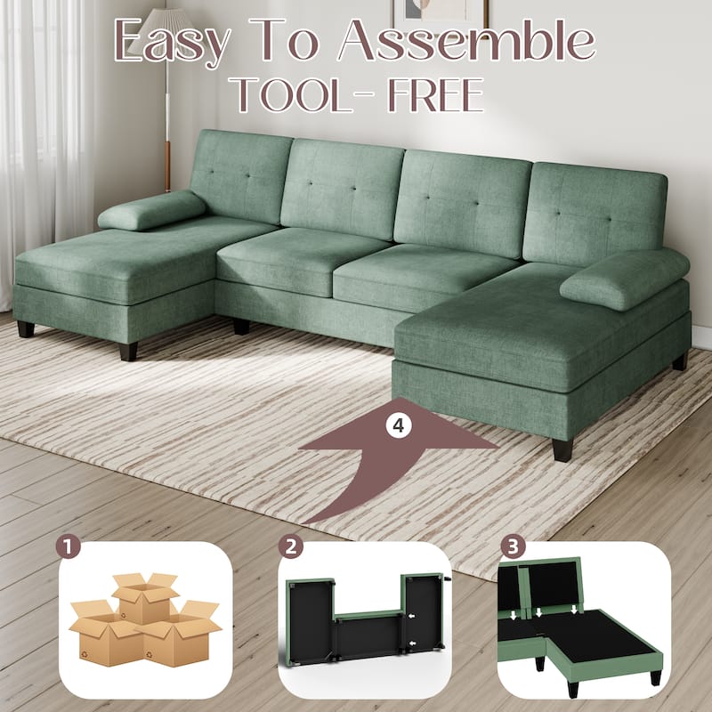 106'' Sectional Sofa with Thick Cushions for Living Room