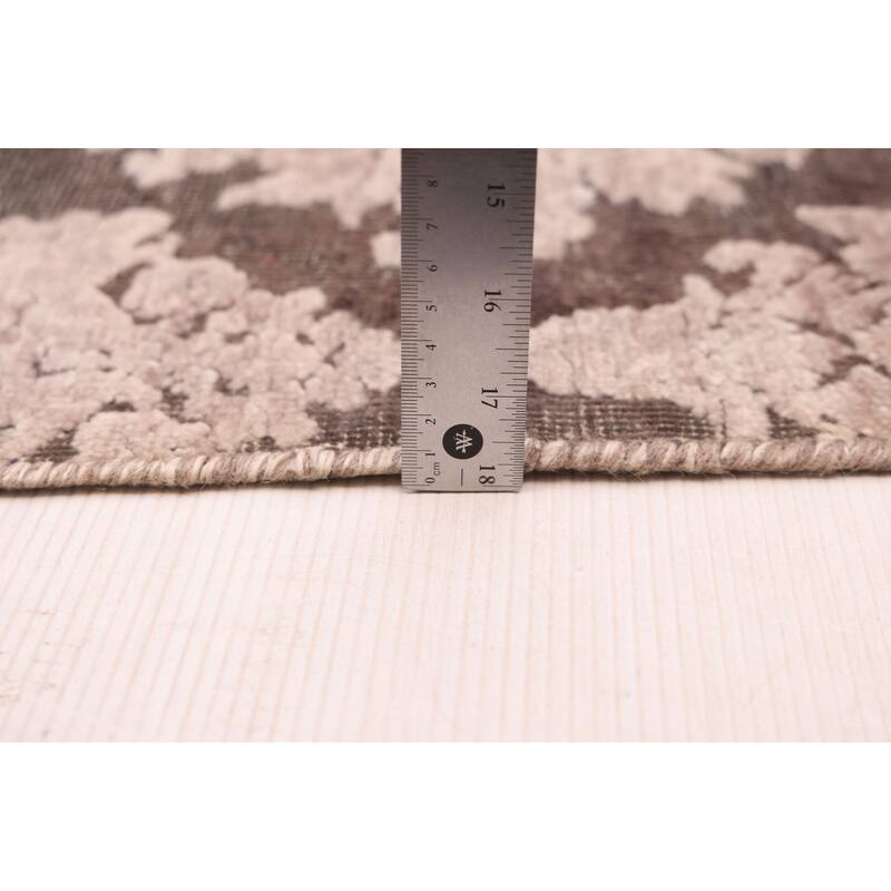 ECARPETGALLERY Hand-knotted Heritage Beige, Dark Brown Silk, Wool Rug - 7'6 x 9'7