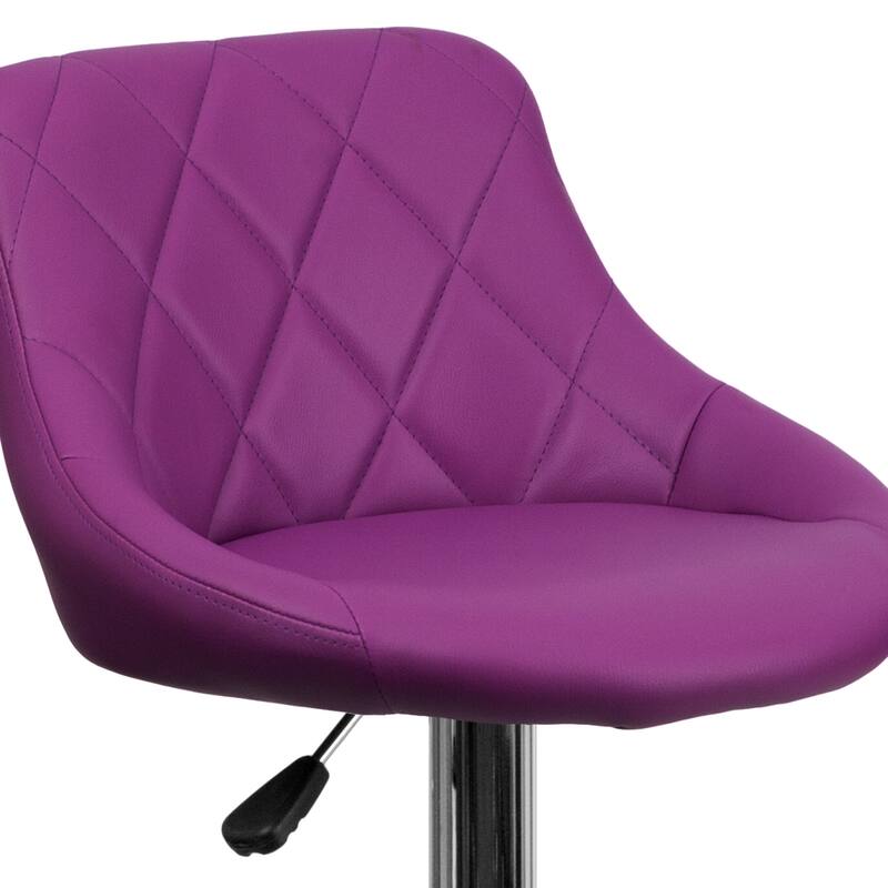 Vinyl Bucket Seat Adjustable Diamond Back Barstool (Set of 2) - 18.50"W x 19"D x 33.25" - 41.75"H