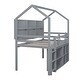 preview thumbnail 7 of 6, Grey Twin Size House Loft Bed with Multiple Storage Shelves