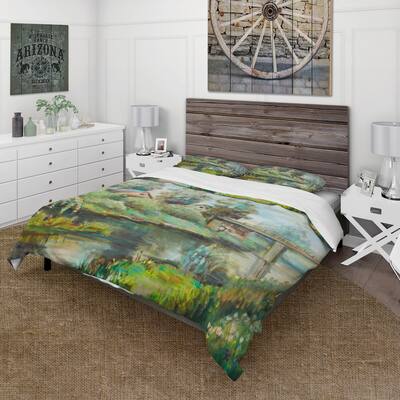 Designart 'Bridge On The River In Rustic Landscape' Lake House Duvet Cover Set