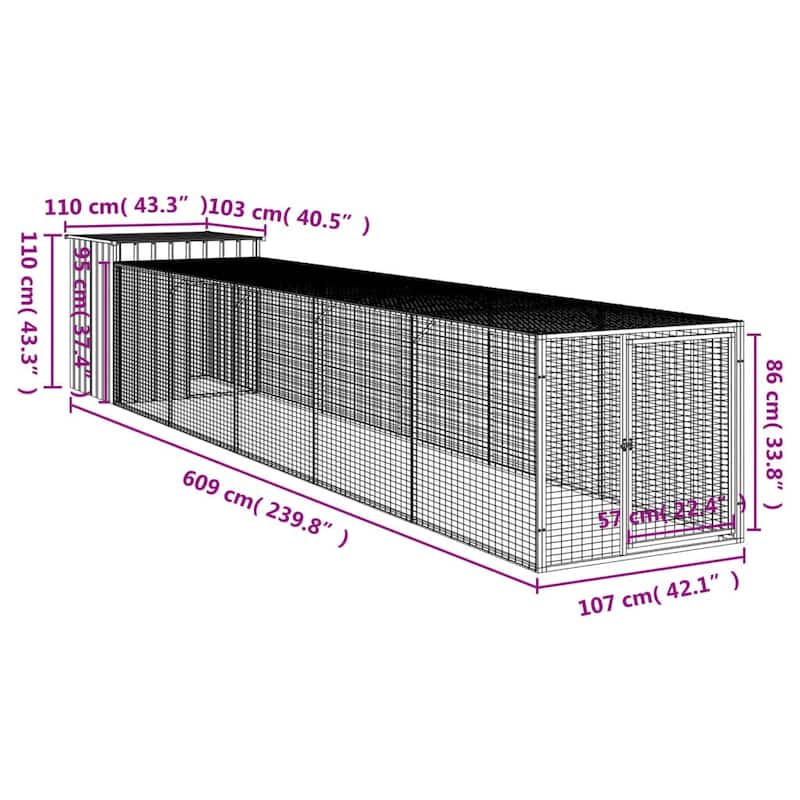 vidaXL Chicken Cage with Run Light Gray/Anthracite multisize Galvanized Steel