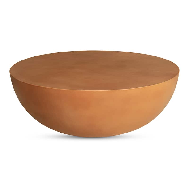 Aurelle Home Ina Modern Smooth Drum Coffee Table