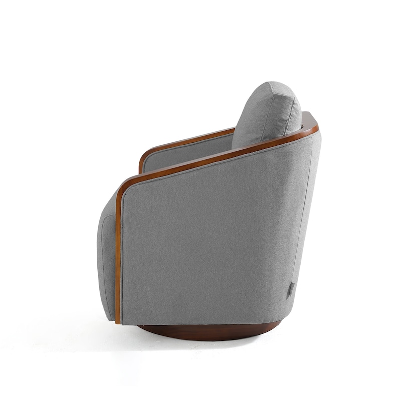 Chenille Modern 360°Swivel Barrel Chair Wood Base (Set of 2)