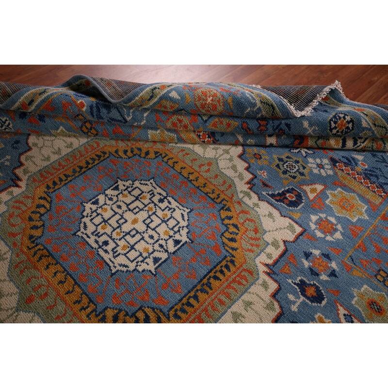 Geometric Khotan Indian Area Rug Handmade Wool Carpet - 8'9"x 11'8"