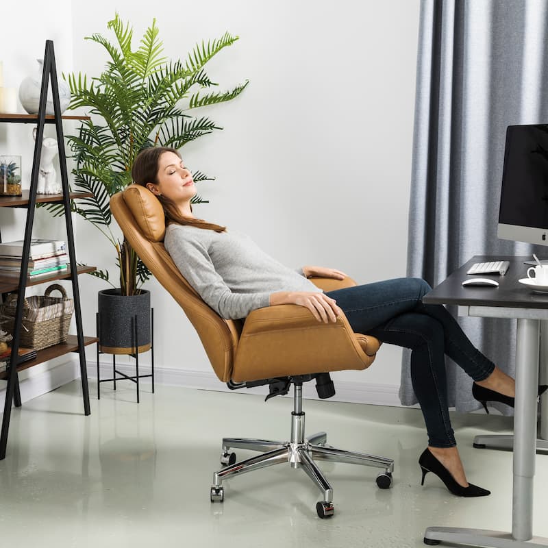 Glitzhome Modern High Back Adjustable Swivel Office Chair with Wheels Ergonomic