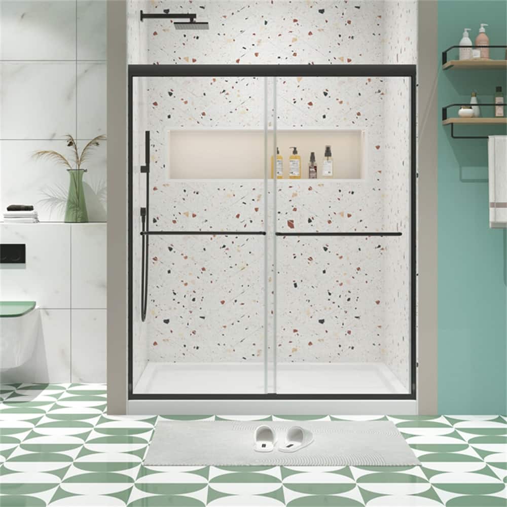 Bathroom Shower Sliding Door with 1/4" Tempered Glass