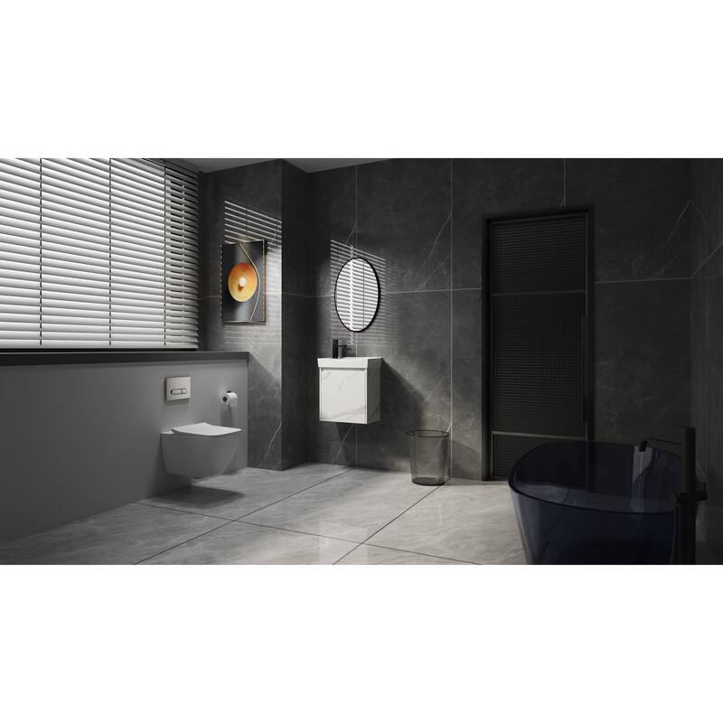 20" Wall-Mounted Bathroom Vanity with Ceramic Sink, Storage Cabinet with Door, Engineered Wood Base