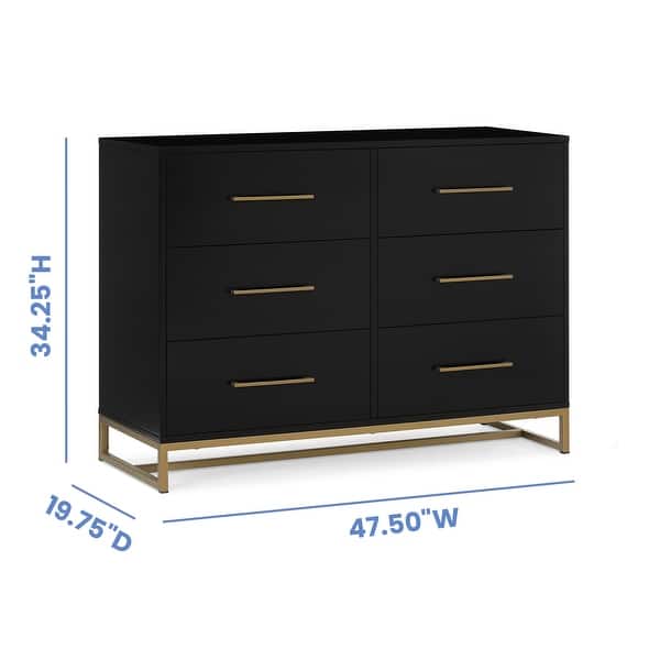 dimension image slide 1 of 2, Jade 6 Drawer Dresser with Interlocking Drawer System