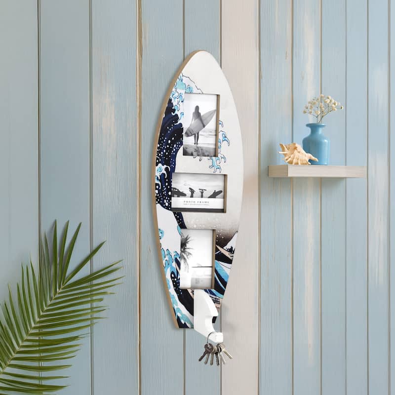 American Art Decor Surfboard Photo Collage Wall Decor - 8 or 3 - Photo Beach Frame