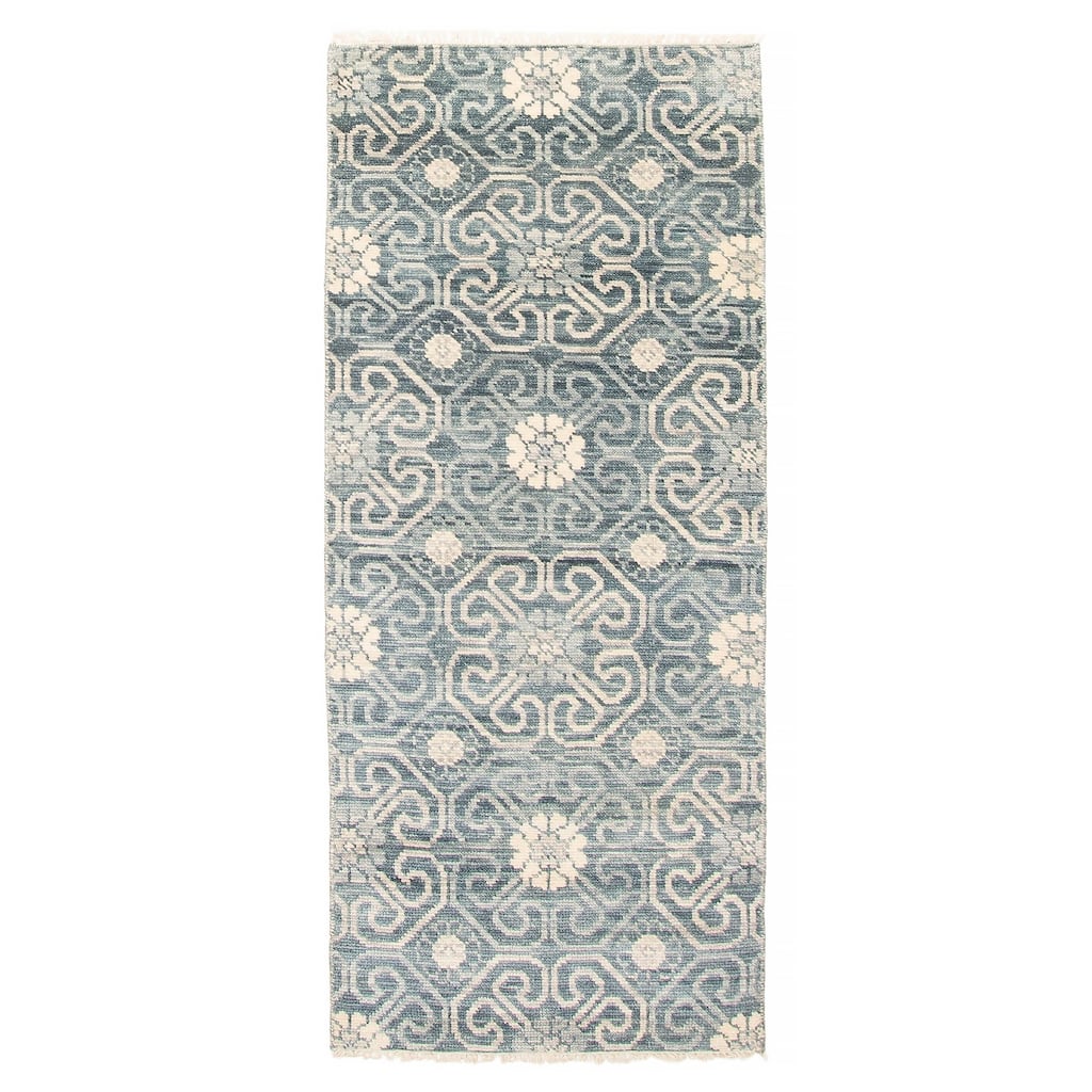 ECARPETGALLERY Hand-knotted Mystique Teal Wool Rug - 2'6 x 5'11