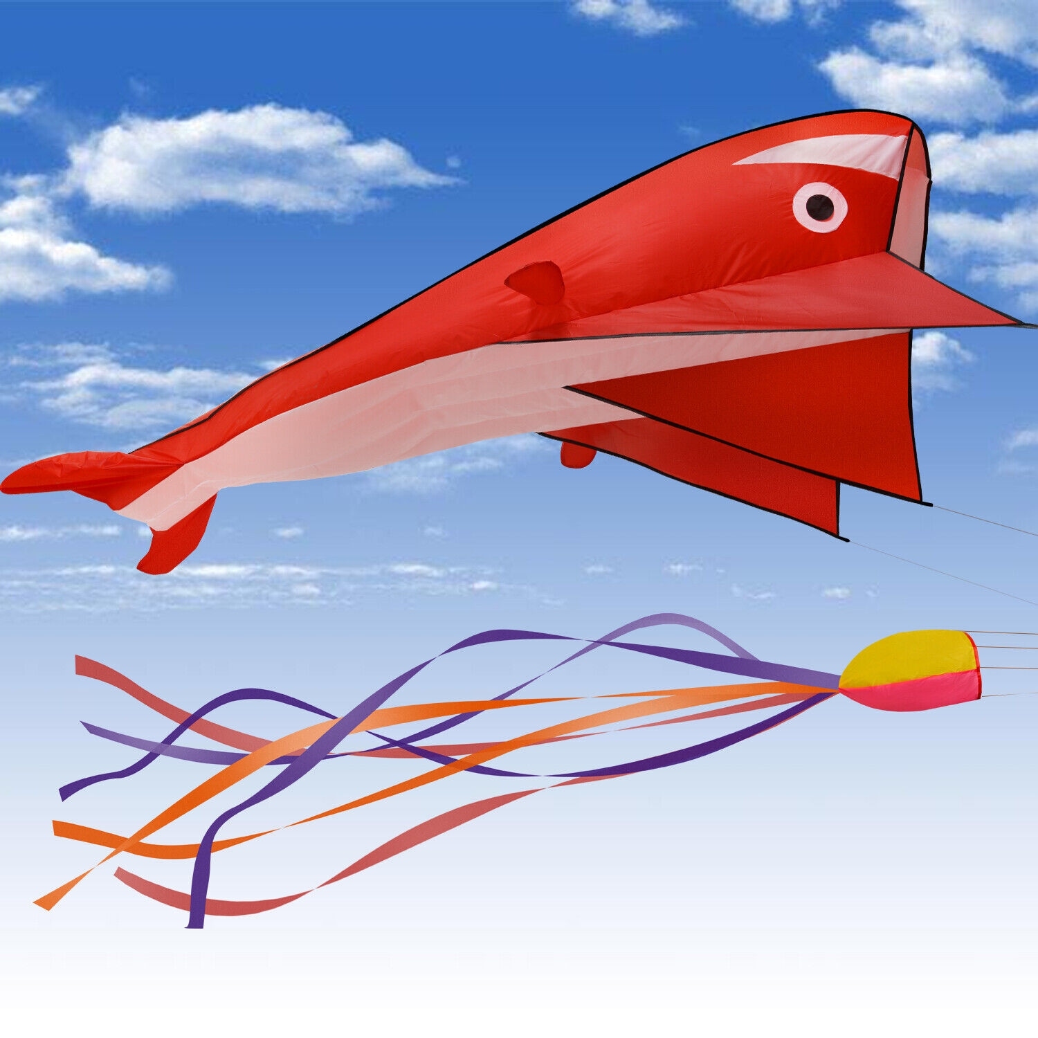 3D Kite Red Dolphin with Huge Frameless Soft Parafoil for Kids - Bed Bath &  Beyond - 37179616