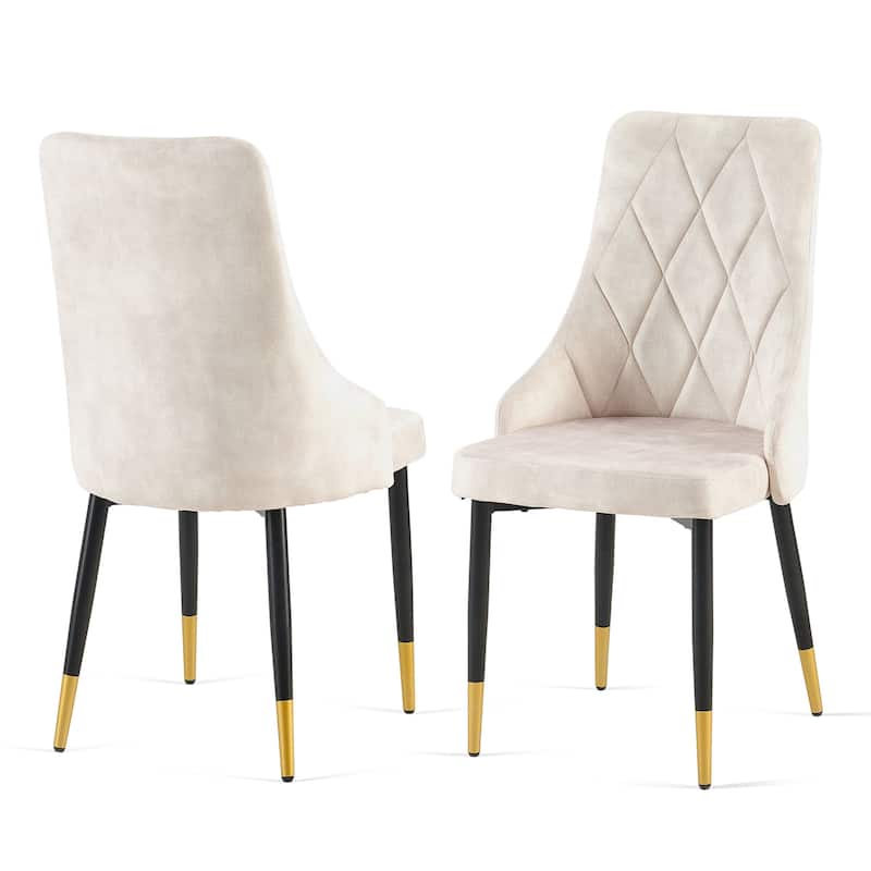 Beige Dining Chairs Set Of 2 Living Room Chair Modern Kitchen Armless Side Chair
