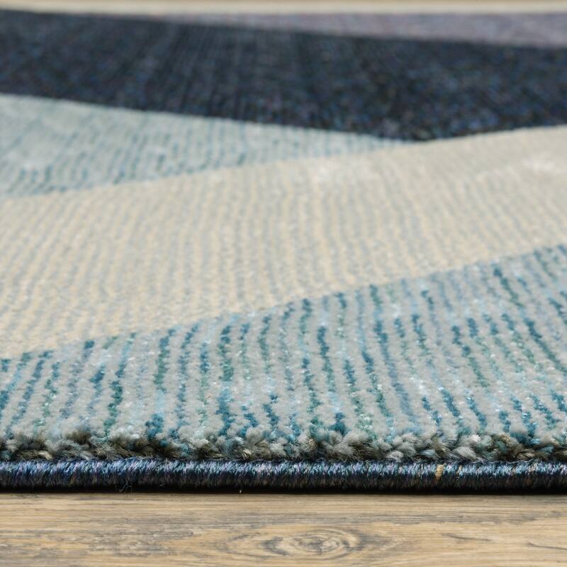 HomeRoots 8' Blue Purple Grey And Teal Geometric Power Loom Runner Rug
