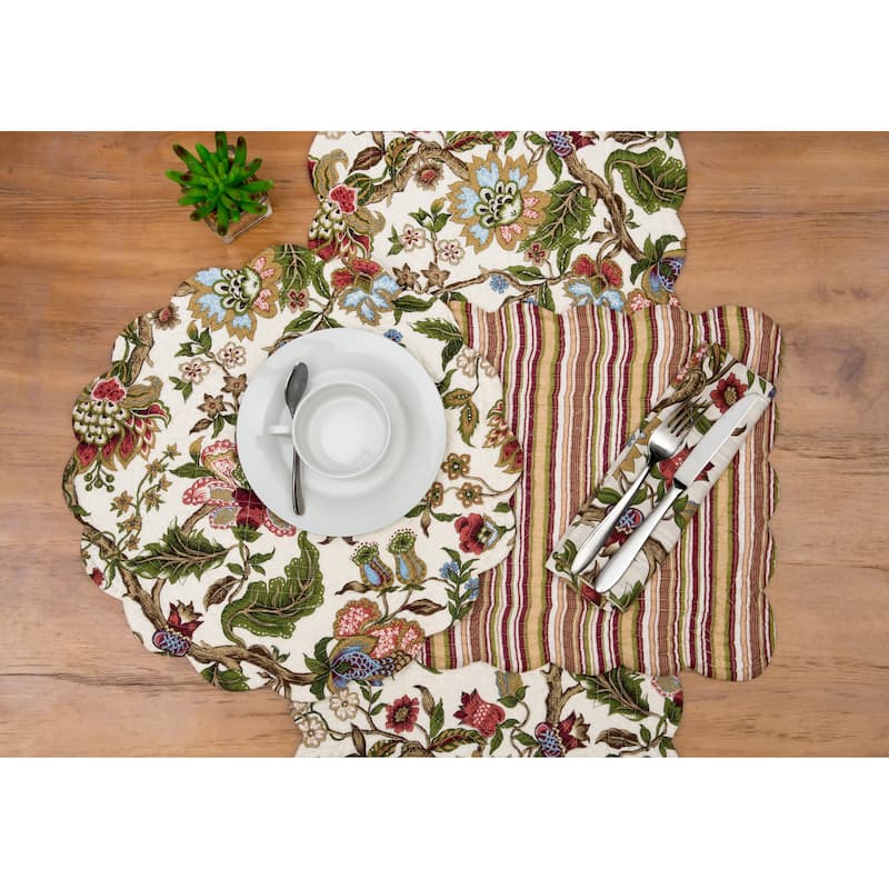 Amara Round Quilted Placemats Set of 6, 17"