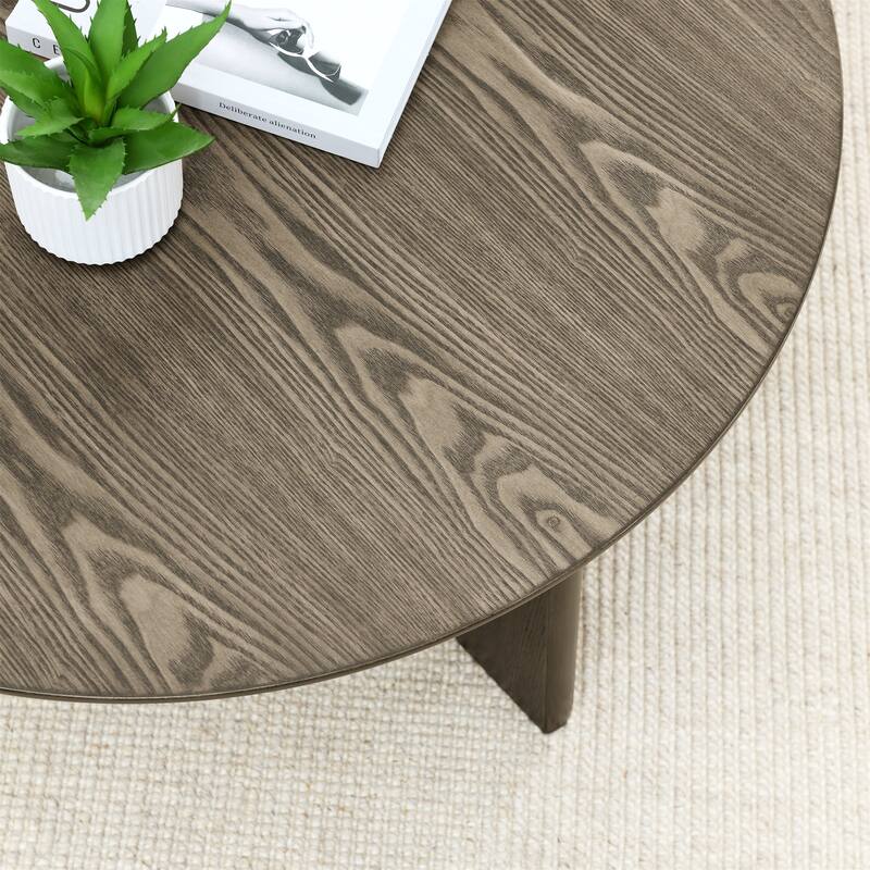 36" Round Coffee Table, Wooden Coffee Tables for Living Room
