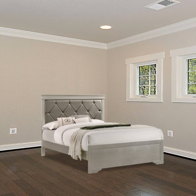 Durable & Strong bed size Beige platform bed Solid Wood queen bed