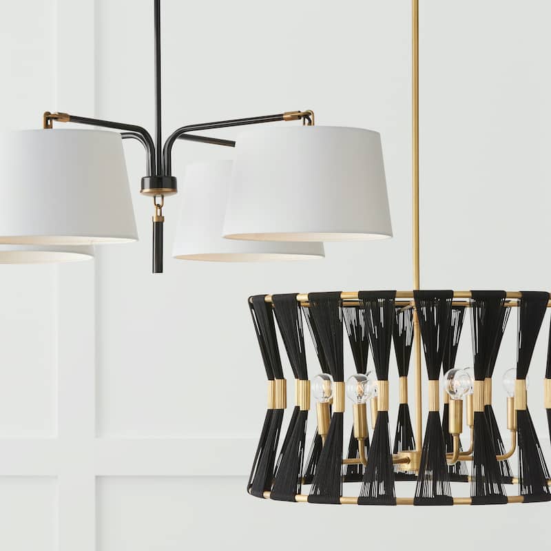 Bianca 24.5" 6-light Patinaed Brass/ Tapered String Pendant