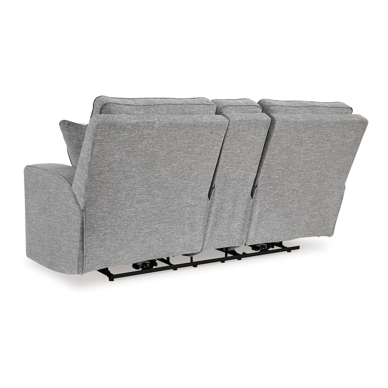 Cloe Power Reclining Loveseat, Gray Performance Nuvella, 2 Pillows