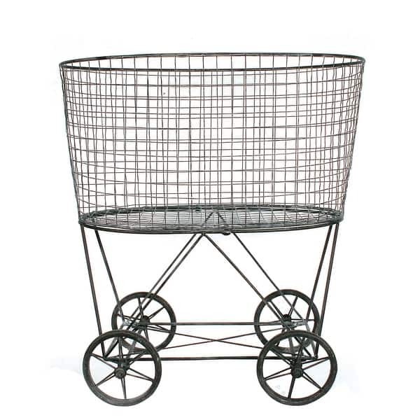 slide 2 of 13, Metal Rolling Laundry Cart with Rack Silver