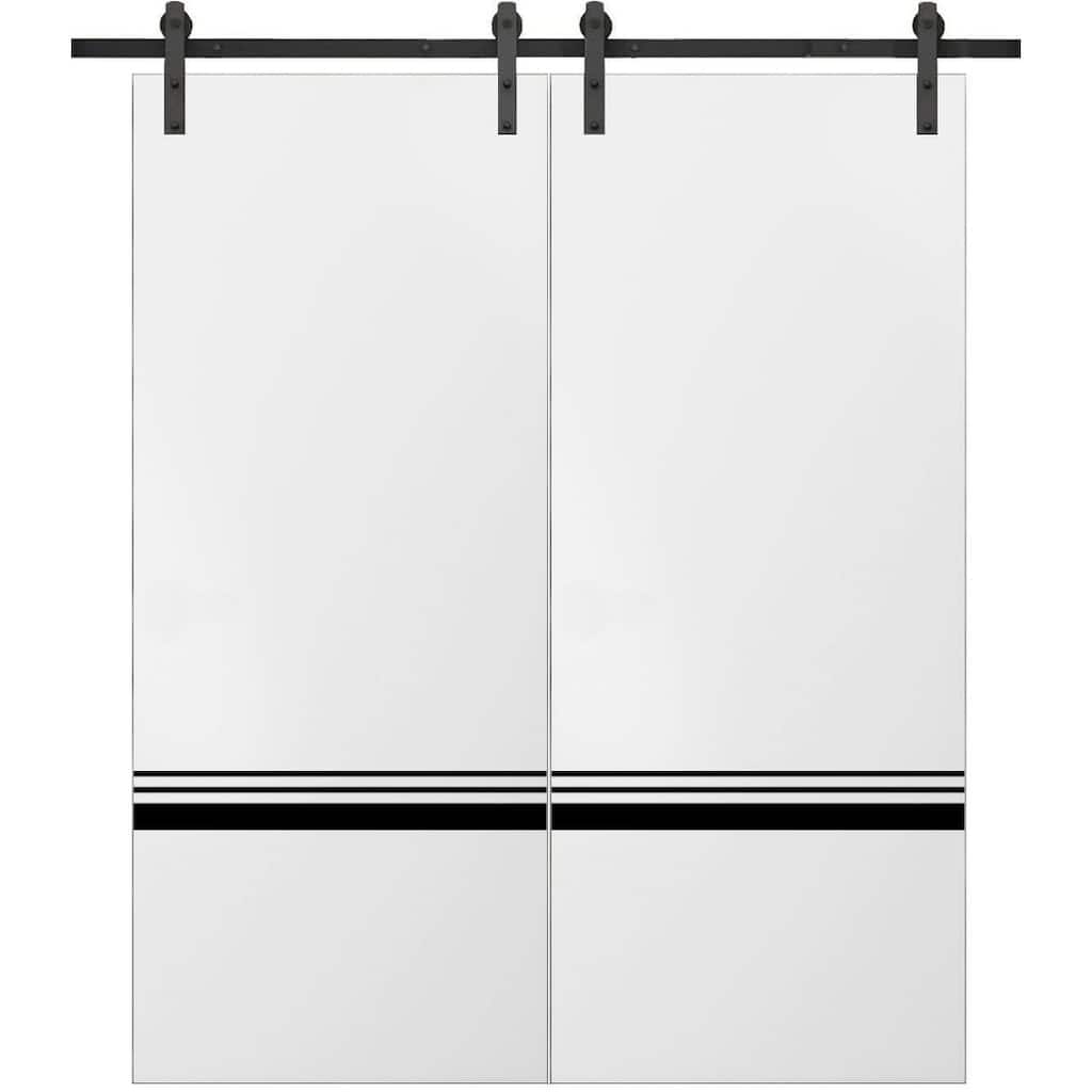 Sturdy Double Barn Door 36 x 80 with Planum 0012 White Silk with 13FT