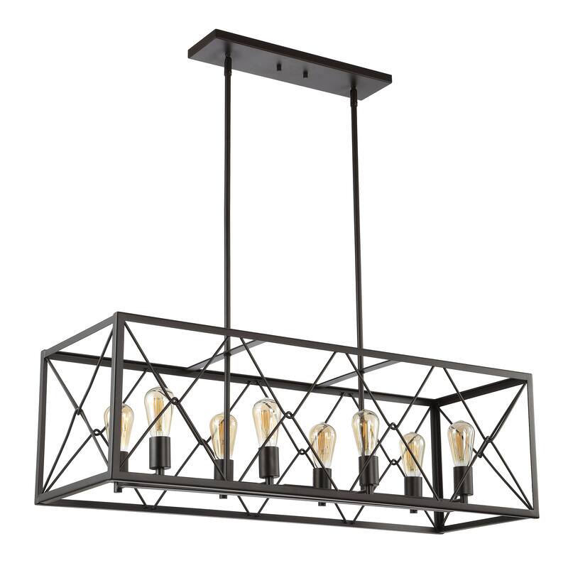Ferme 30" 5-Light Adjustable Iron Farmhouse Industrial LED Dimmable Pendant, Oil Rubbed Bronze by JONATHAN Y
