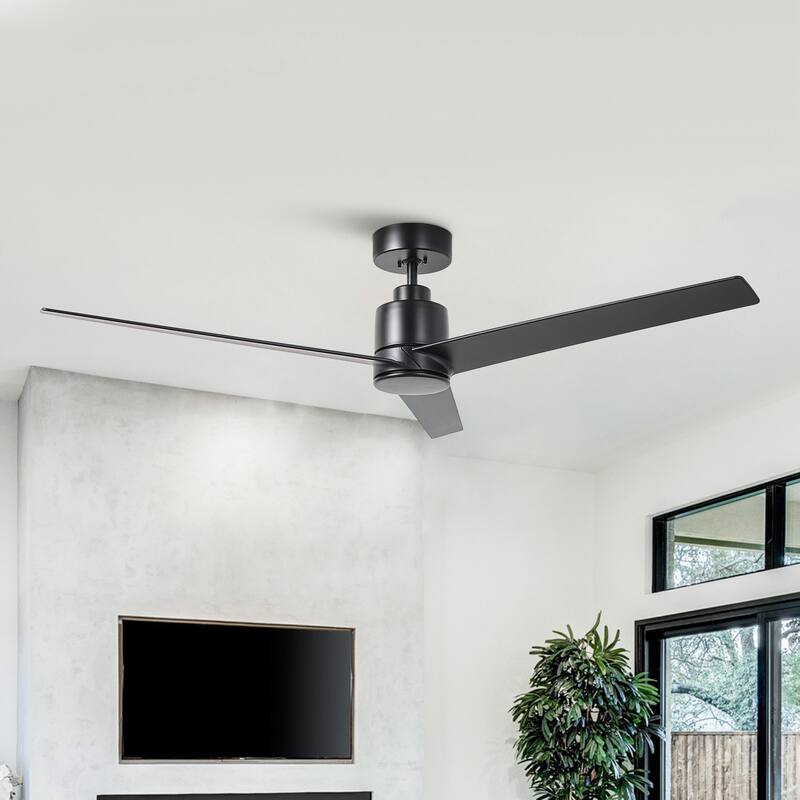 54" Matte Black 6-Speeds Indoor Ceiling Fan without Light - 54-inch W x 12.5-inch H
