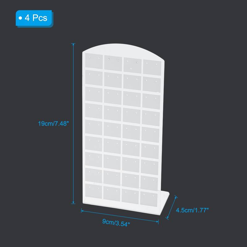 4pcs Earring Display Stand,Acrylic Earring Holder 72 Hole L Rack - White Tone