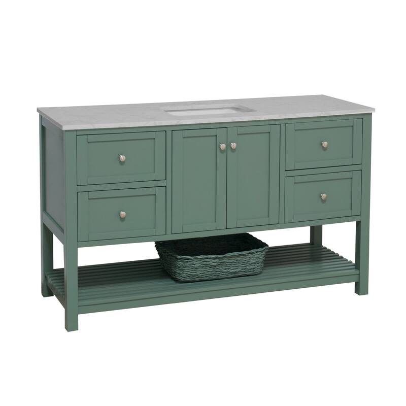 KitchenBathCollection Lakeshore 60" Single Bathroom Vanity with Engineered Carrara Top