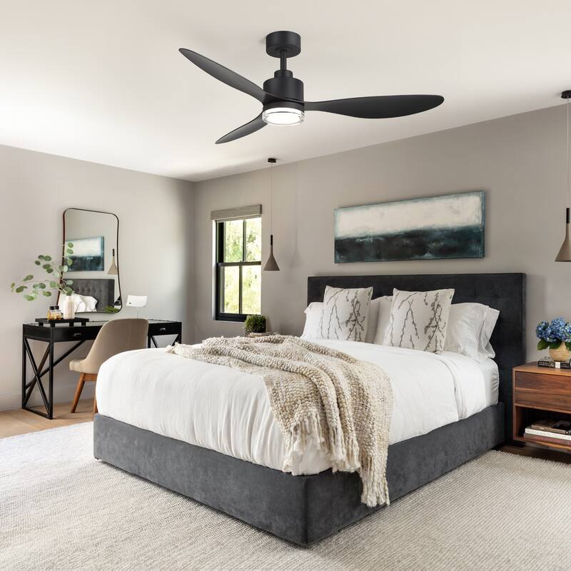 52" Black/Gold LED Ceiling Fan with Light and Remote(3-Blade)