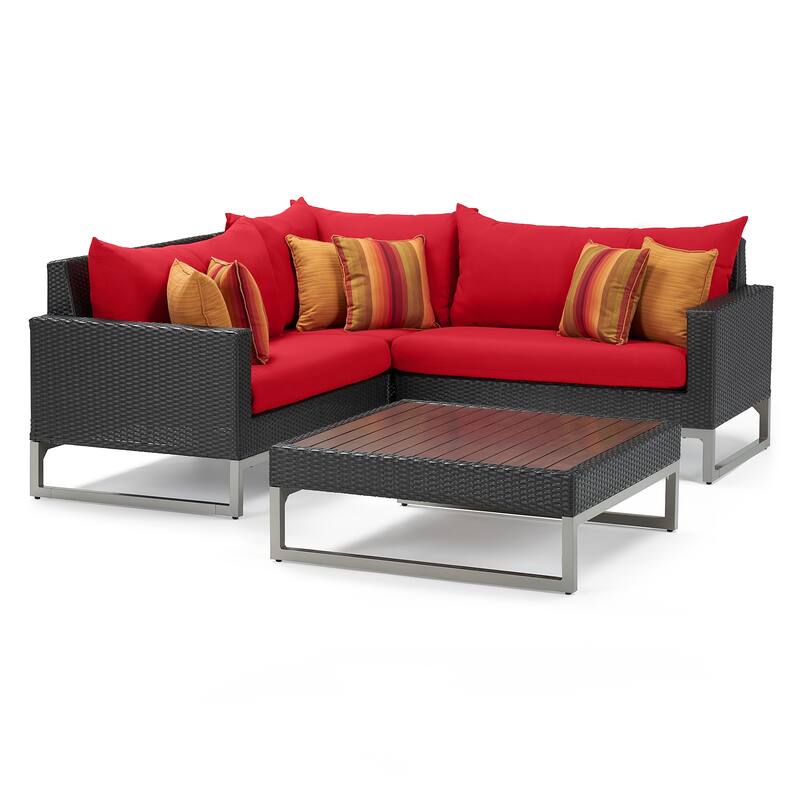 Milo Espresso 4 Piece Sunbrella Outdoor Patio Sectional with Table
